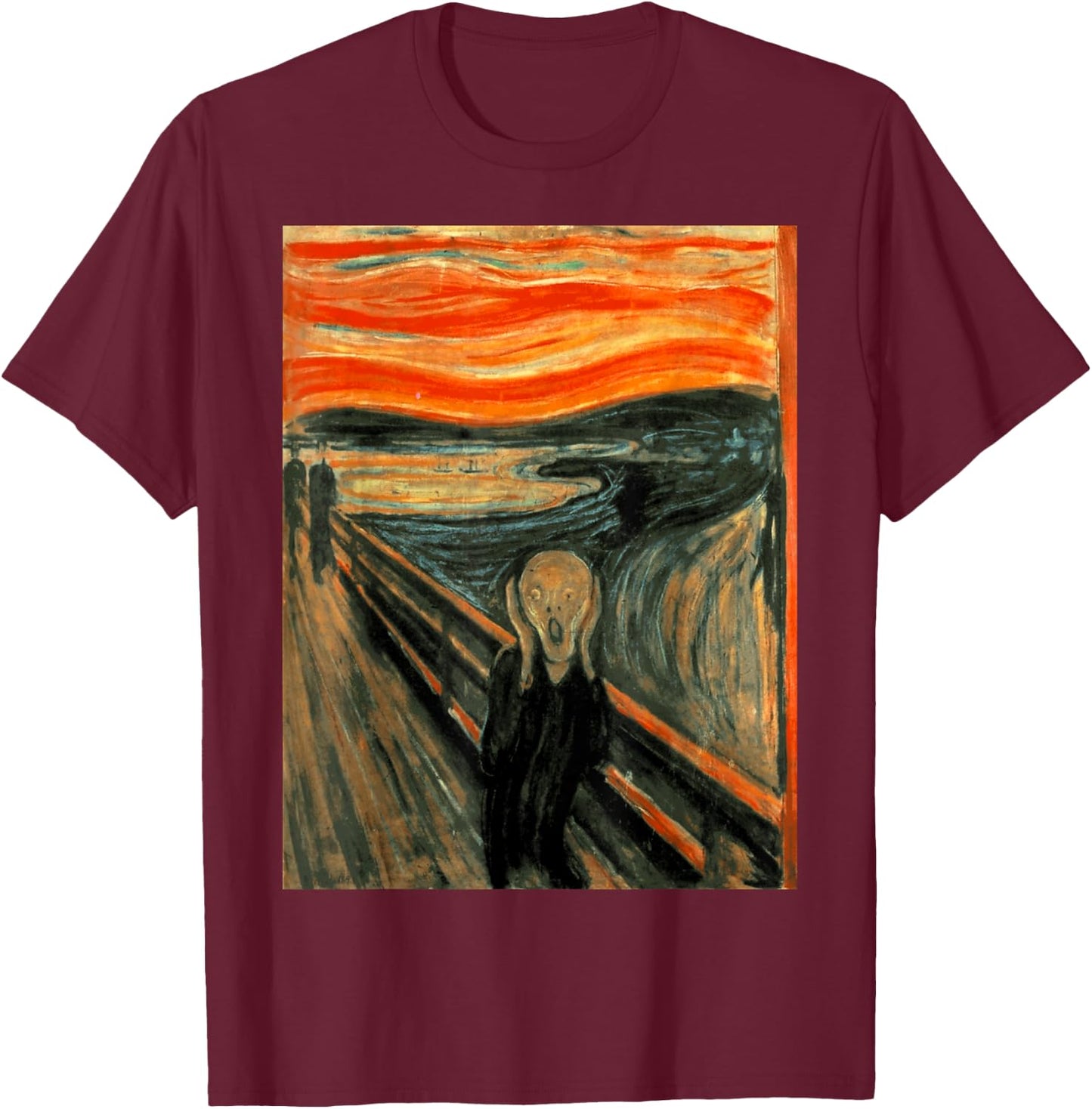 The Scream by Edvard Munch 1893 Expressionism Art Aesthetic T-Shirt - T-Shirt | Maroon