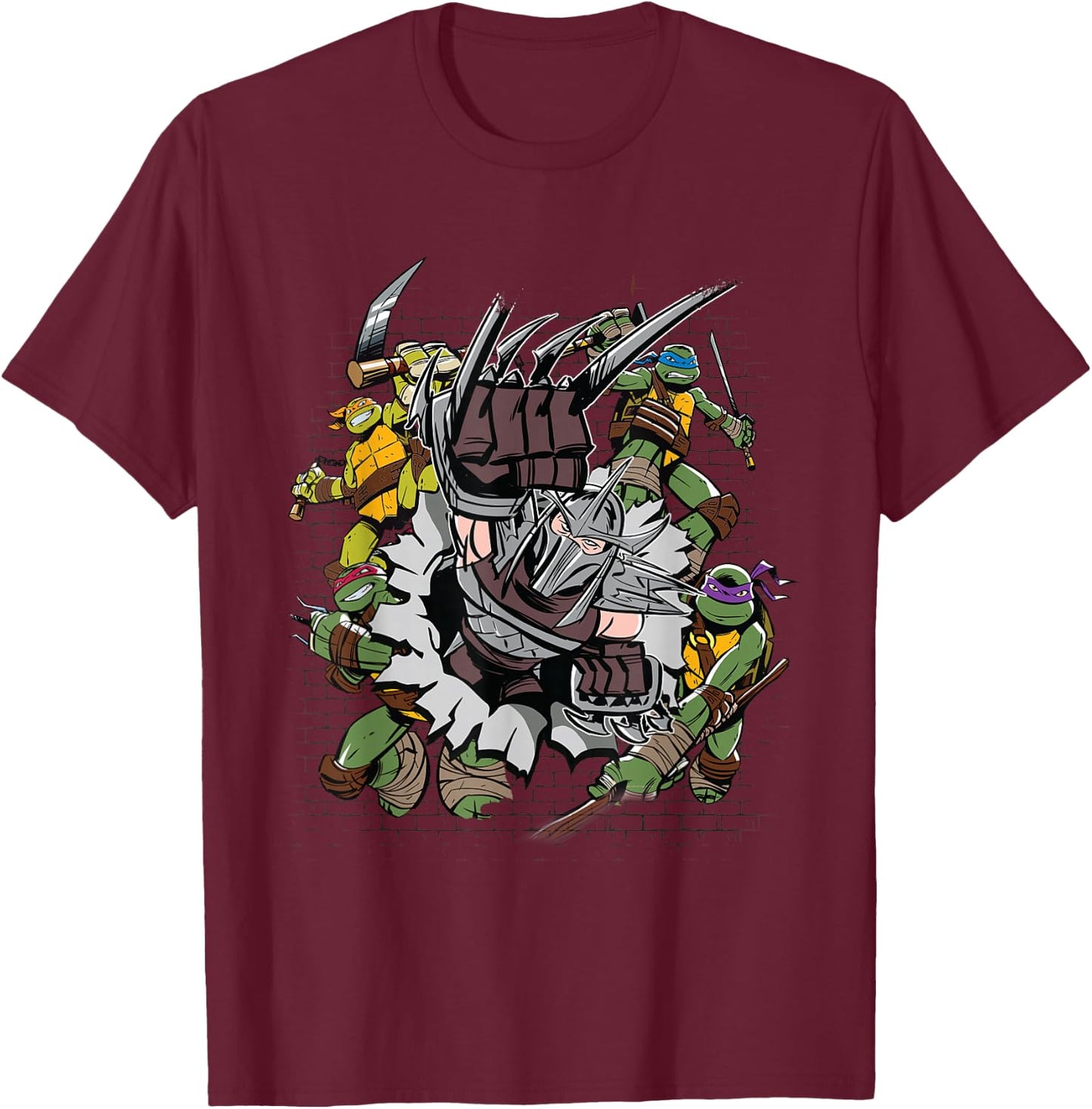 TMNT Shredder Group Shot T-Shirt - T-Shirt | Maroon