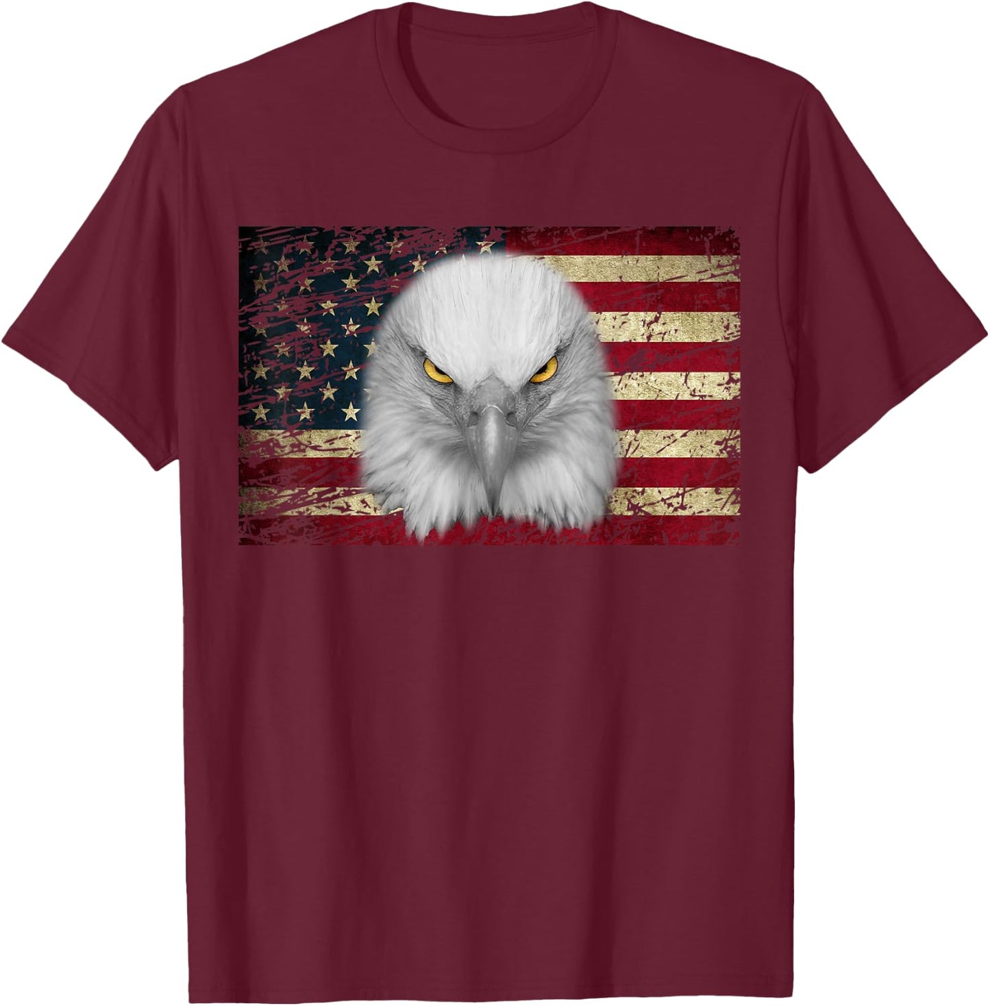 American Bald Eagle Eyes Shirt USA Flag Patriotic Shirt T-Shirt - T-Shirt | Maroon