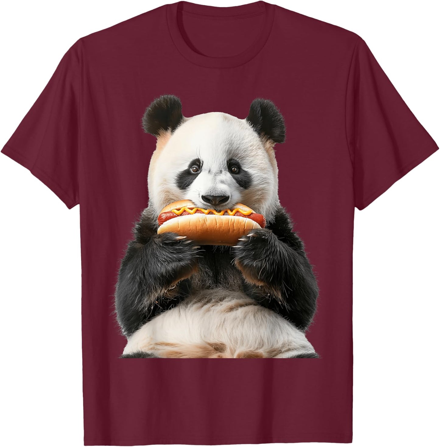 Panda Hotdog T-Shirt - T-Shirt | Maroon