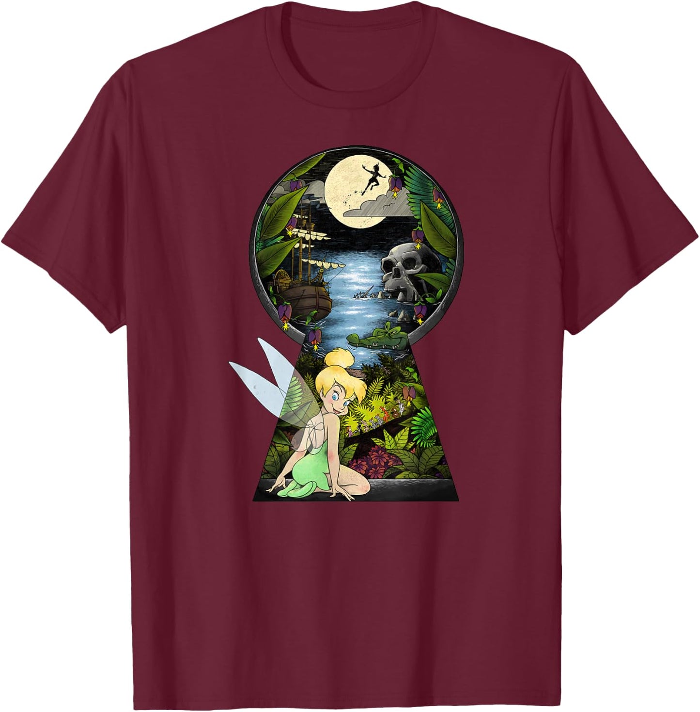 Disney Peter Pan Tinkerbell Keyhole Graphic T-Shirt - T-Shirt | Maroon