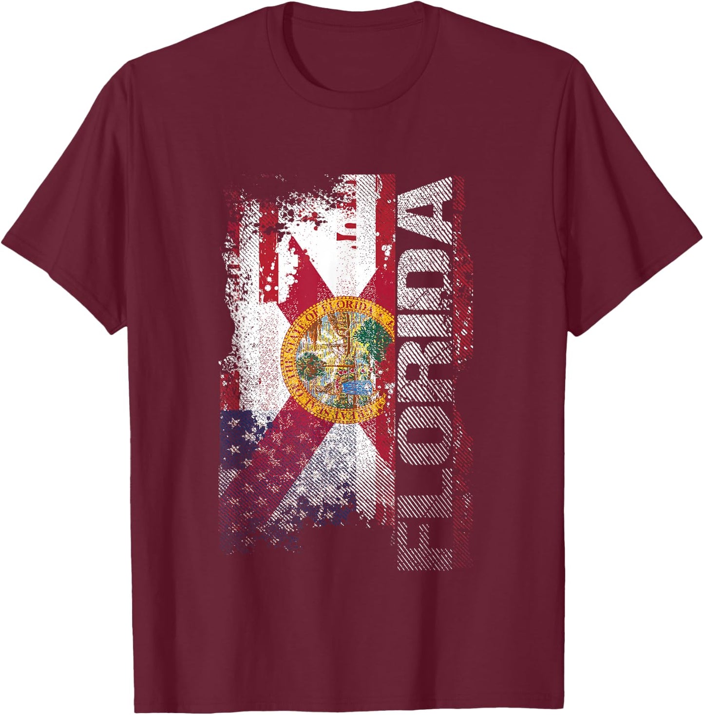 Florida State USA Flag Souvenir Gift T-Shirt - T-Shirt | Maroon