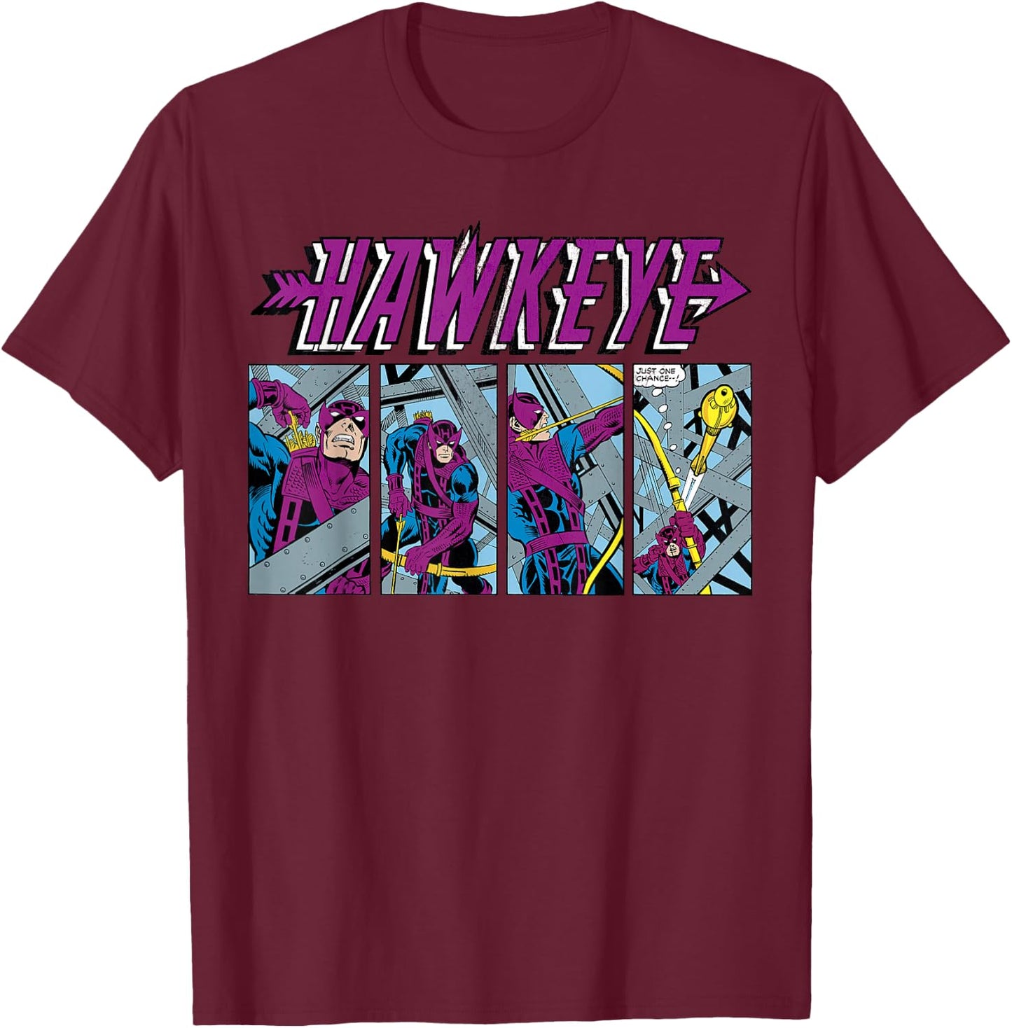 Marvel Hawkeye 'Just One Chance' Classic Comic Art T-Shirt - T-Shirt | Maroon