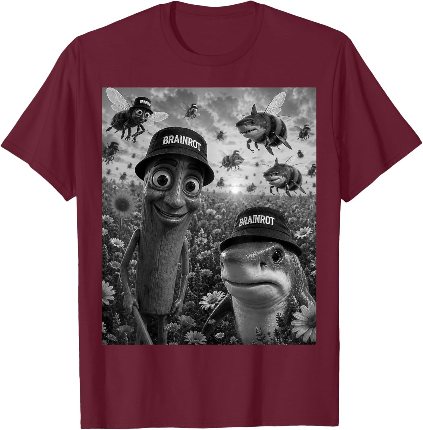 Tralalero Tralala Tung Tung Sahur Italian Brainrot T-Shirt - T-Shirt | Maroon