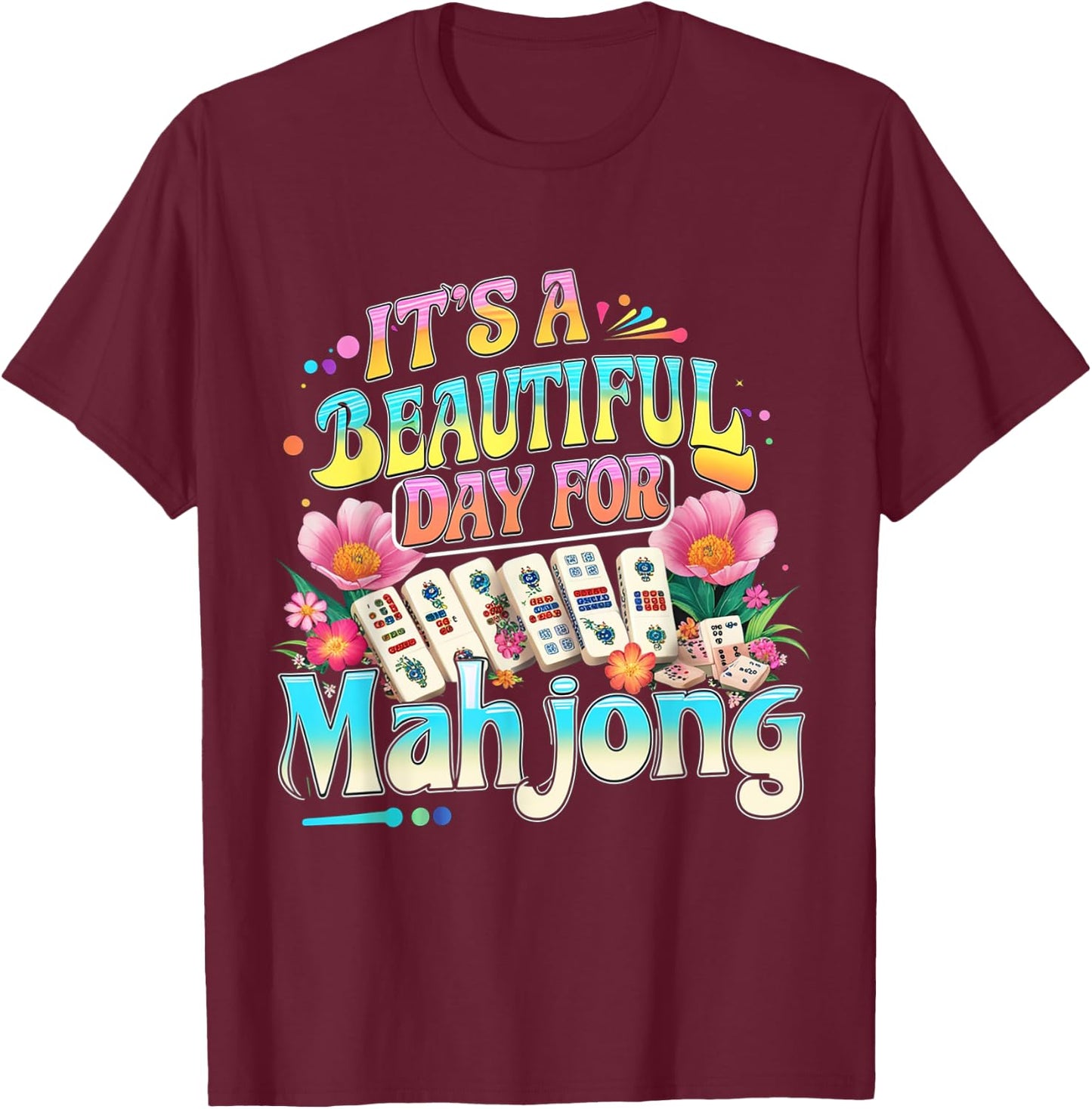 It's A Beautiful Day For Mahjong Funny Groovy Essential T-Shirt - T-Shirt | Maroon