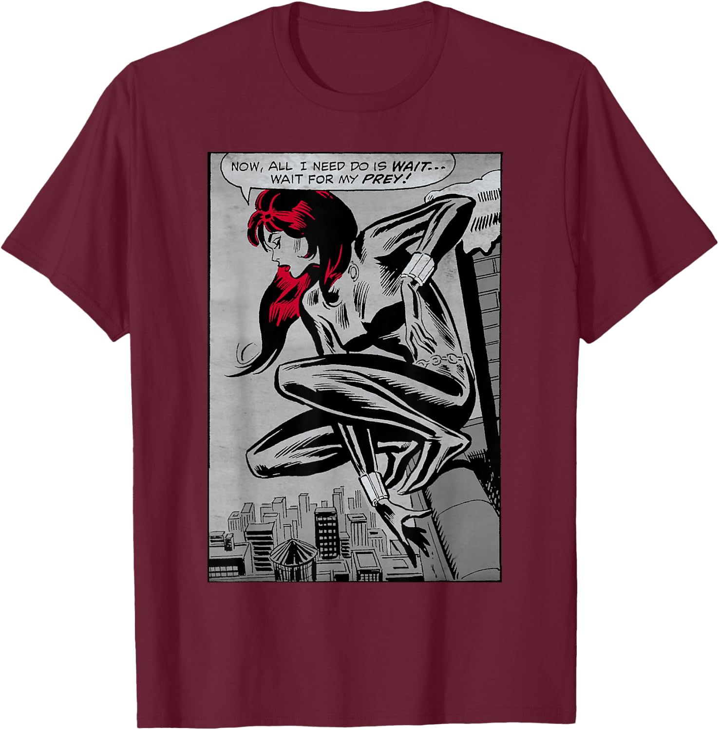 Marvel Black Widow Classic Retro Panel Art Graphic T-Shirt - T-Shirt | Maroon