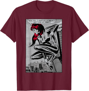 Marvel Black Widow Classic Retro Panel Art Graphic T-Shirt - T-Shirt | Maroon
