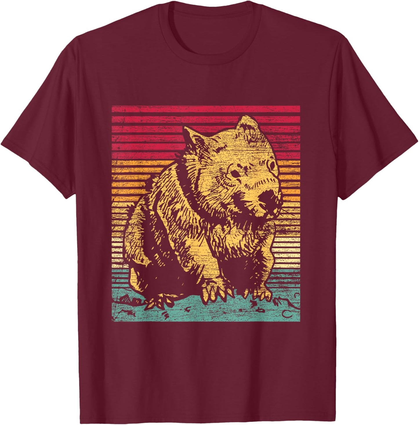 Retro Wombat T-Shirt - T-Shirt | Maroon