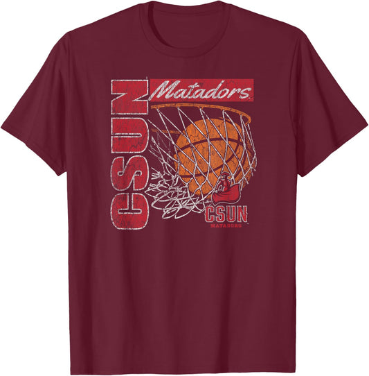 Cal State Northridge Matadors Vintage Basketball 90's Black T-Shirt - T-Shirt | Maroon