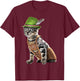 Oktoberfest Cat Bavarian Lederhosen Costume Alpine Hat Gift T-Shirt - T-Shirt | Maroon