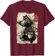 Samurai Cat Warrior Vintage Japanese Art Anime T-Shirt - T-Shirt | Maroon