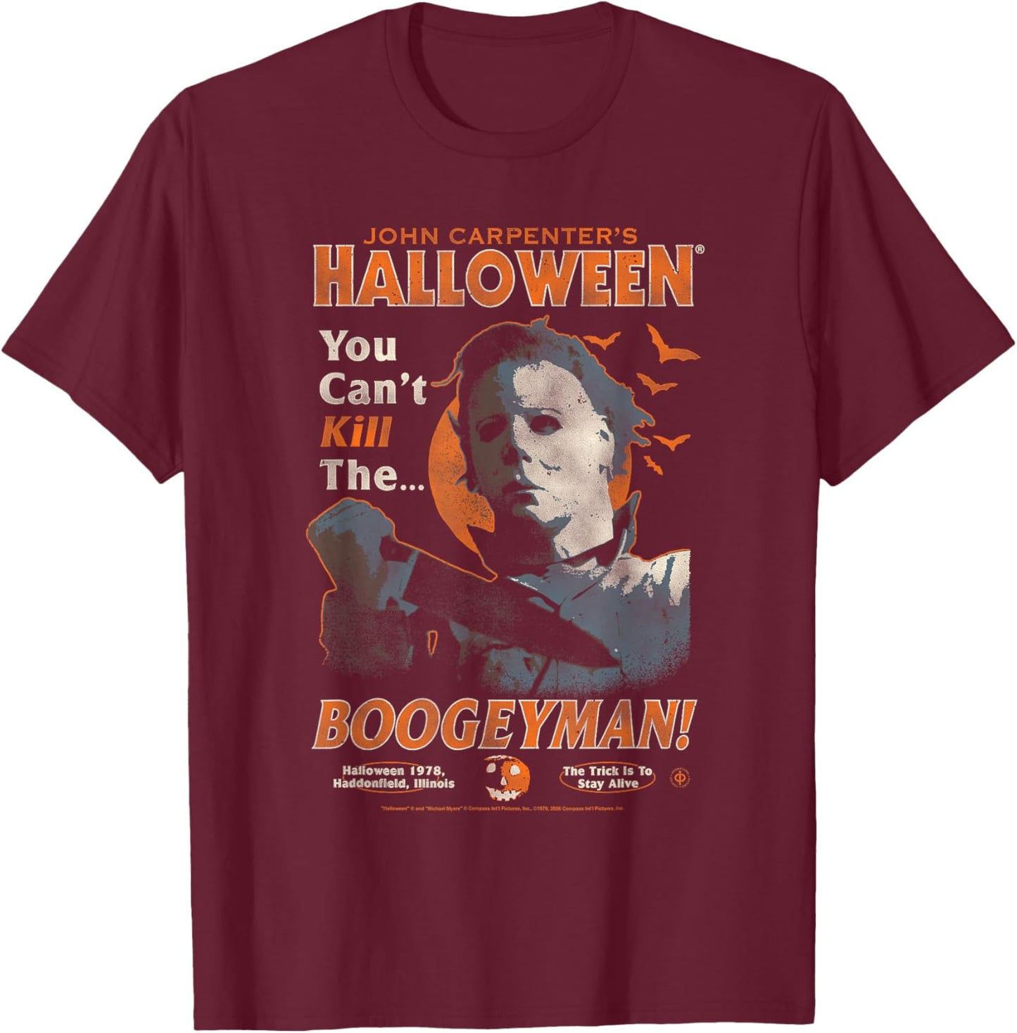 Halloween Michael Myers Portrait Poster Retro Horror Movie T-Shirt - T-Shirt | Maroon
