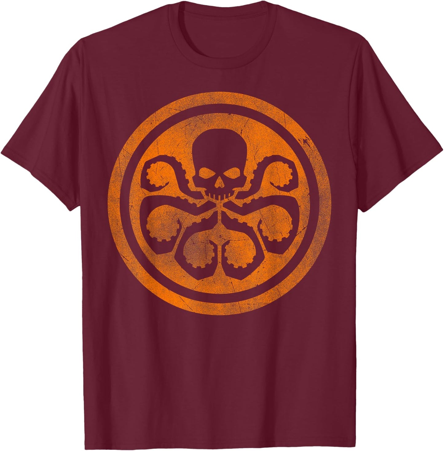 Marvel Hydra Skull Octopus Logo Orange Cut-Out Halloween T-Shirt - T-Shirt | Maroon