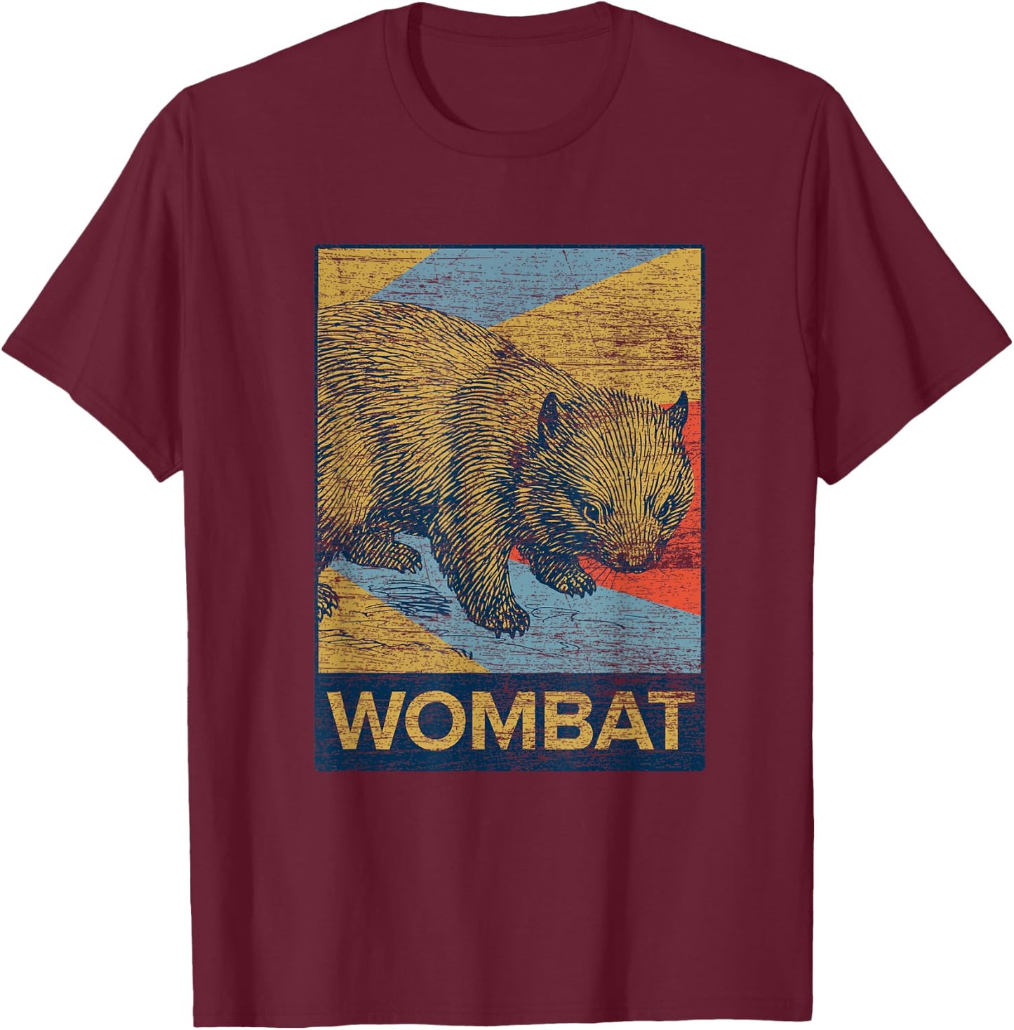 Retro Wombat T-Shirt - T-Shirt | Maroon