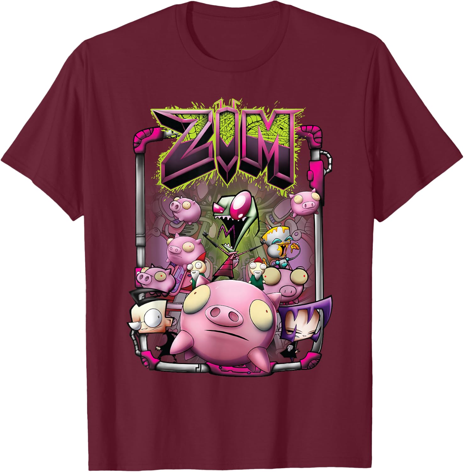 Nickelodeon Invader Zim Rubber Piggy Army T-Shirt - T-Shirt | Maroon