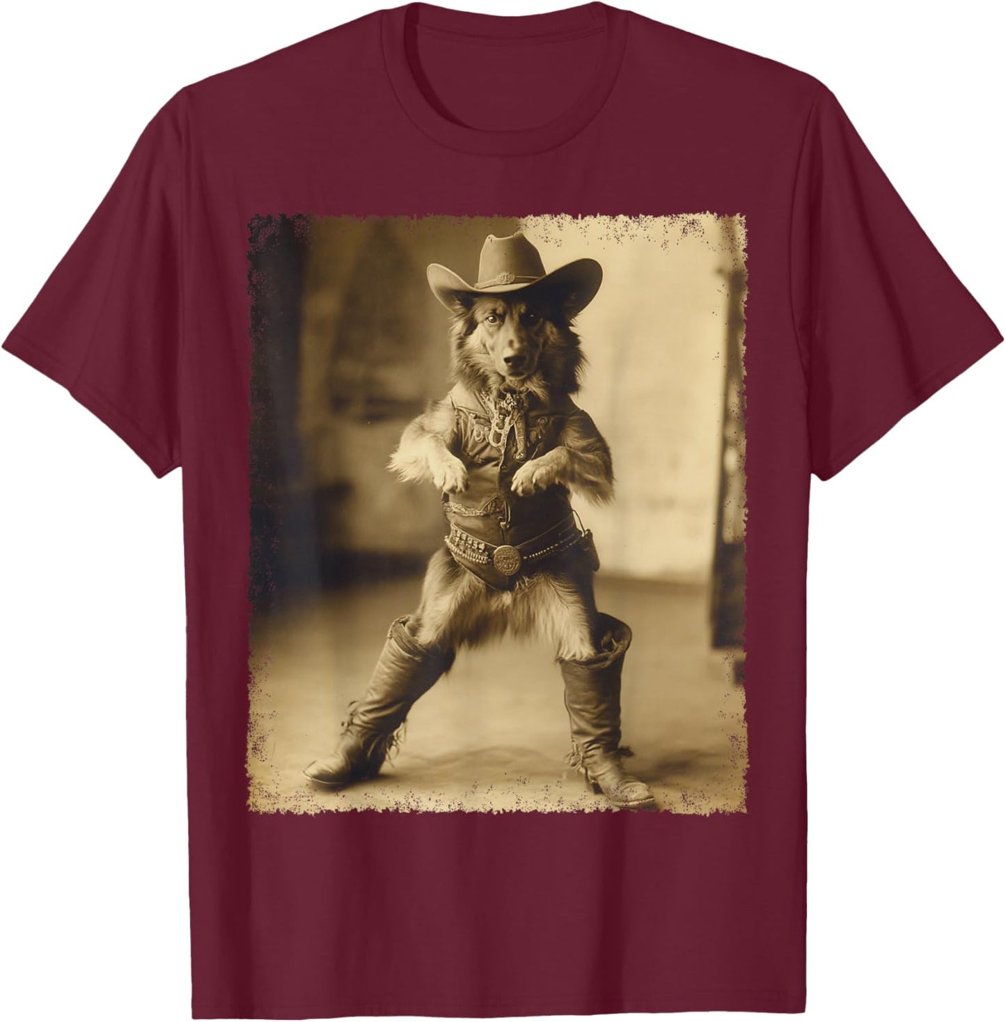 German Shepherd Cowboy T-Shirt - T-Shirt | Maroon