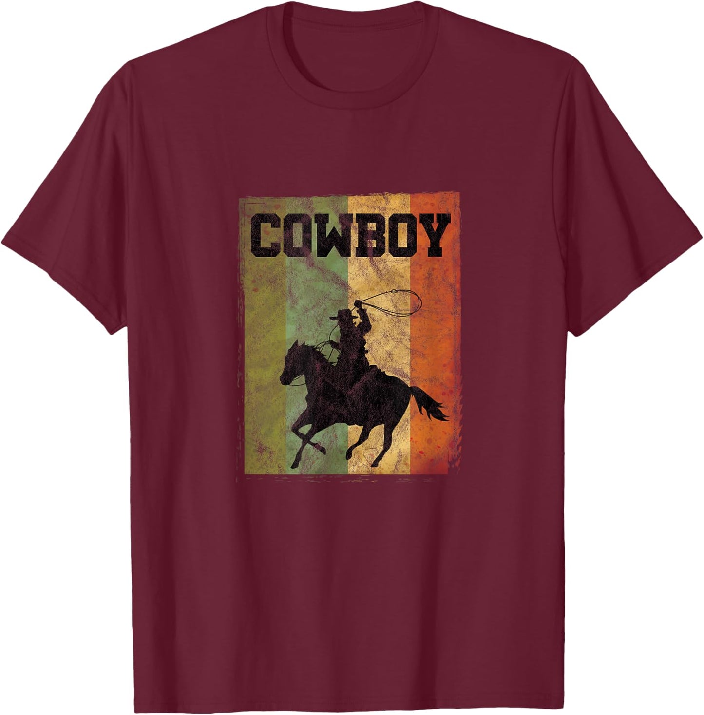 Distressed Vintage Cowboy Rodeo Horse Riding Country gift T-Shirt - T-Shirt | Maroon