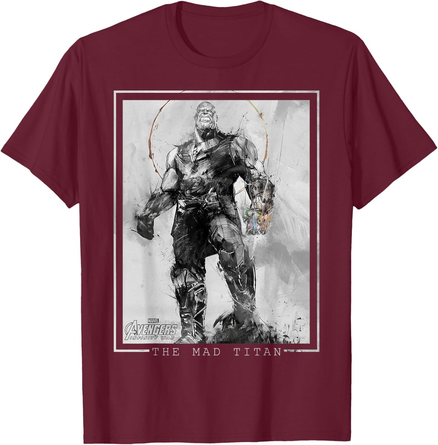 Marvel Avengers Infinity War Thanos Sketch Graphic T-Shirt - T-Shirt | Maroon