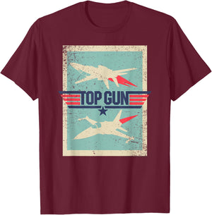Top Gun Inverted Cutout with Distressing Action Movie T-Shirt - T-Shirt | Maroon