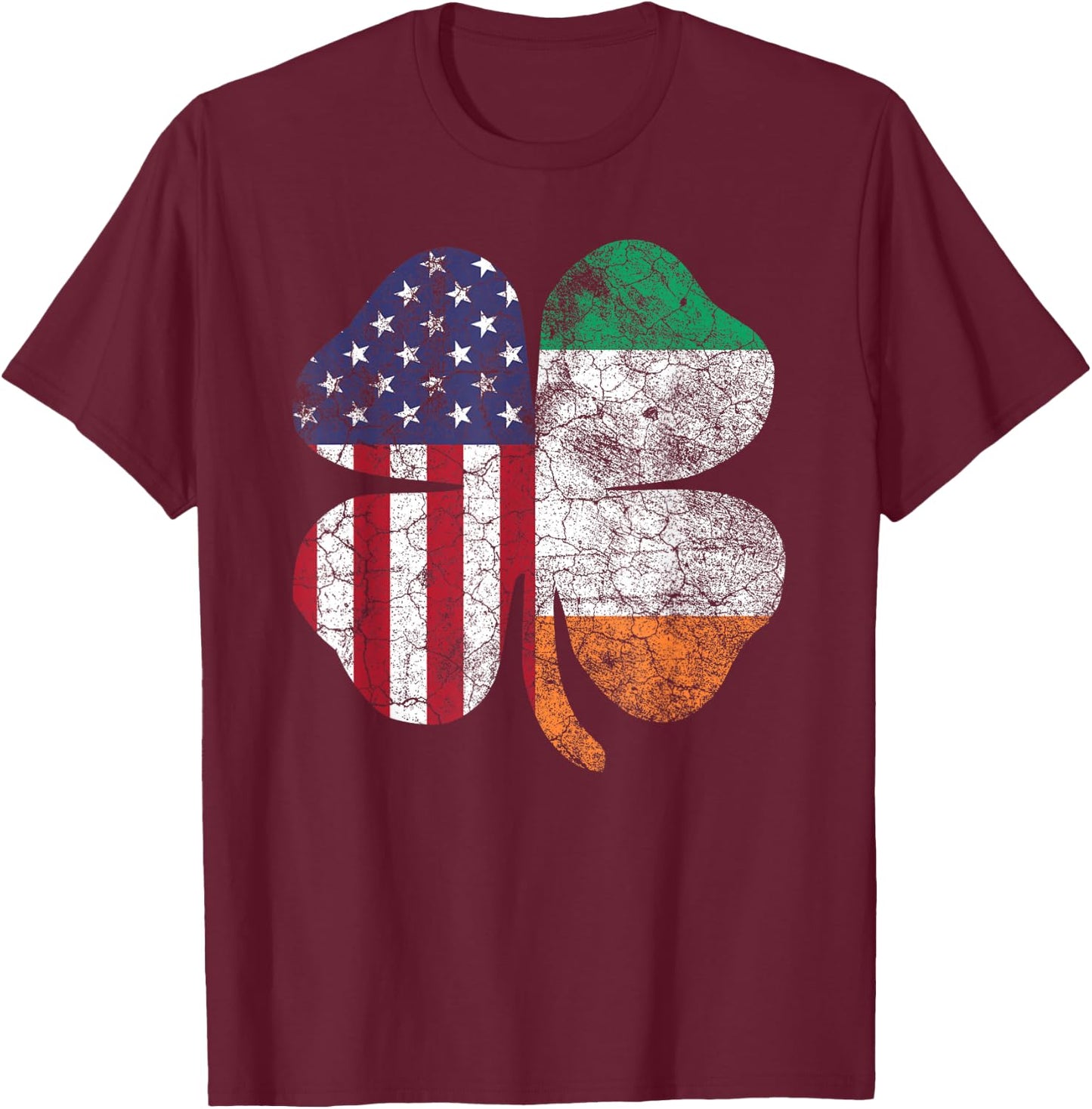 Irish American Flag Ireland Flag ST Patricks Day Gift Lucky Small T-Shirt - T-Shirt | Maroon
