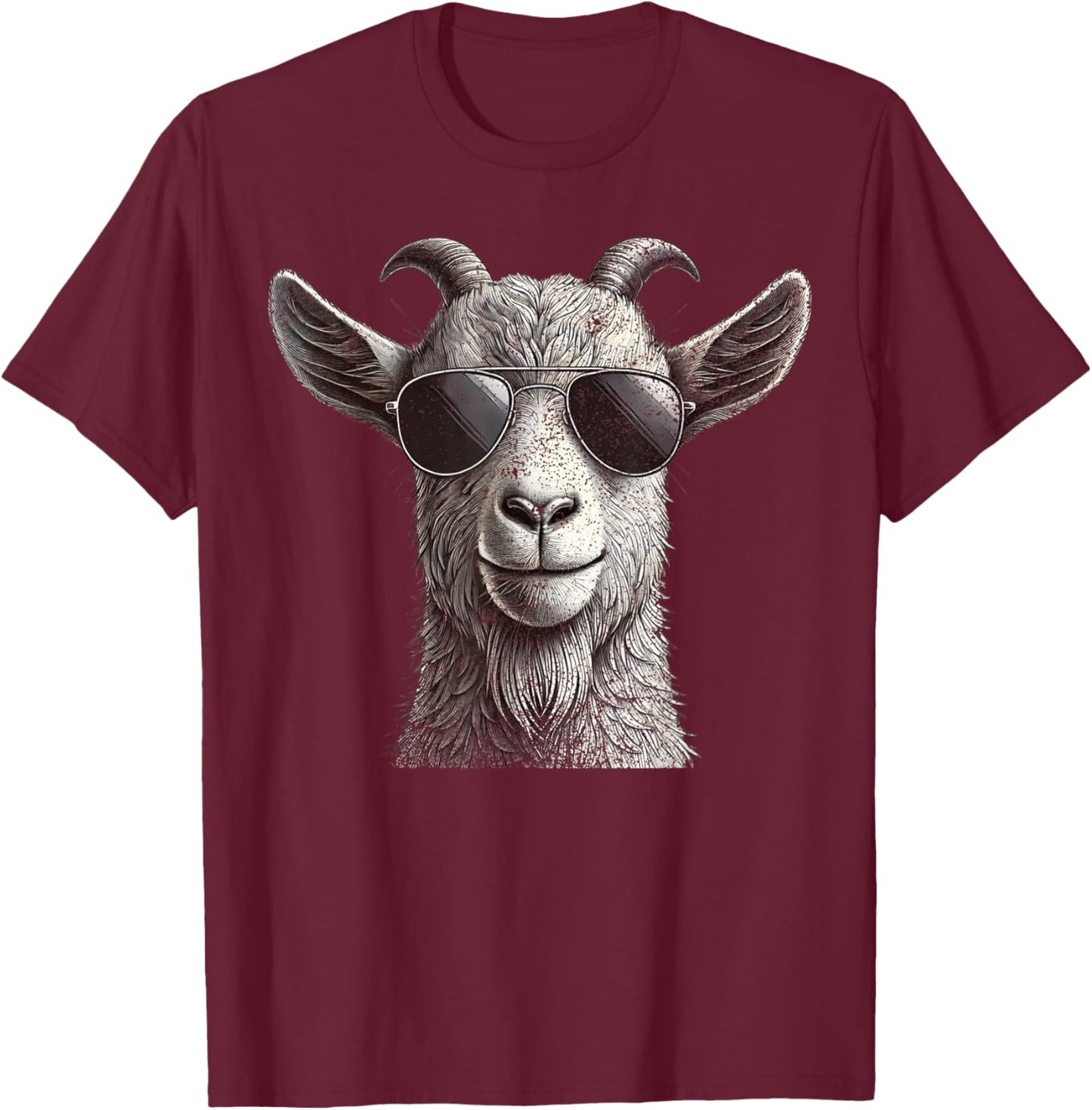 Funny Goat Wearing Sunglasses Goat Animal Lover Farmer T-Shirt - T-Shirt | Maroon