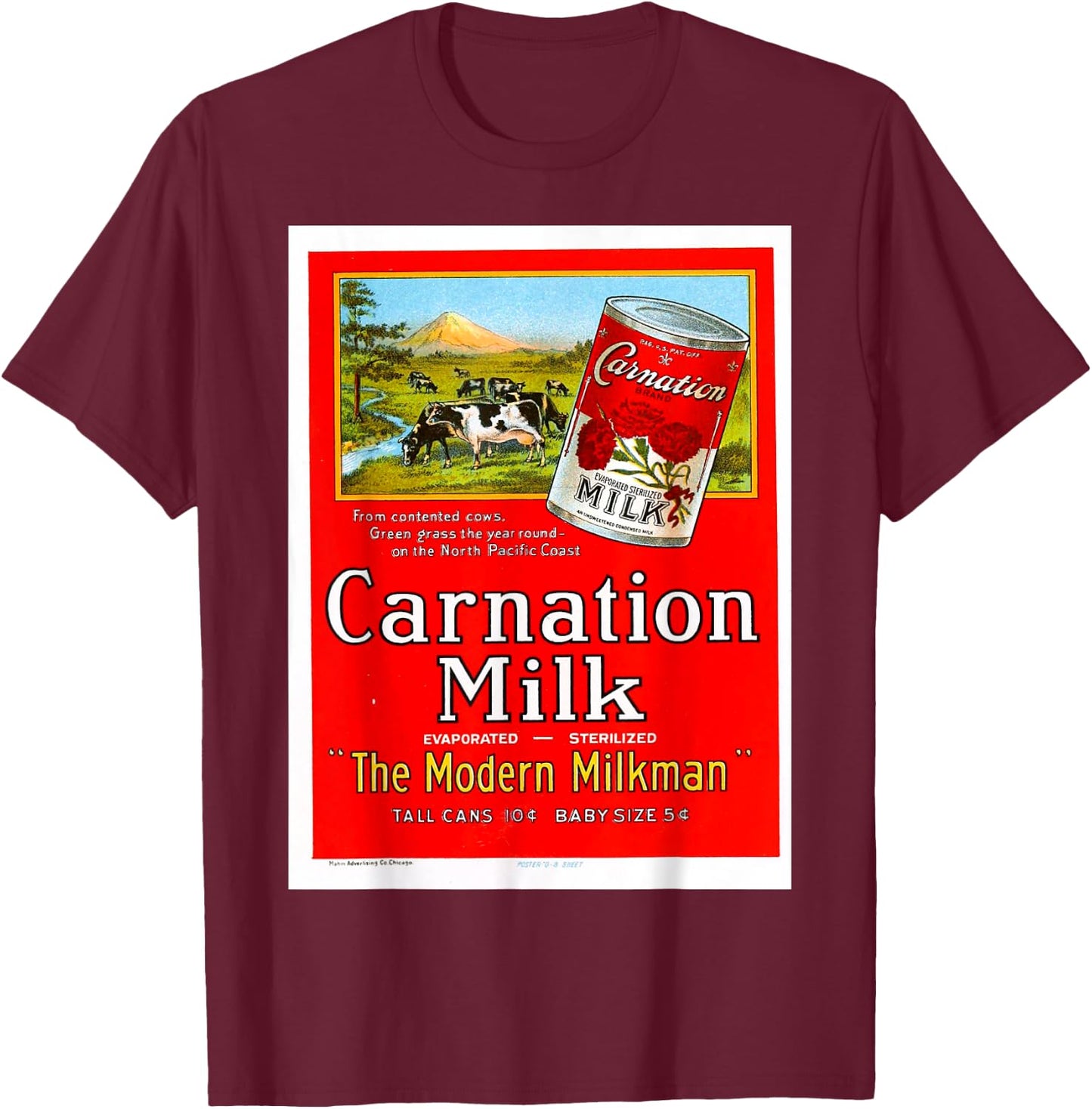 Vintage poster - Carnation Milk Retro T-Shirt - T-Shirt | Maroon