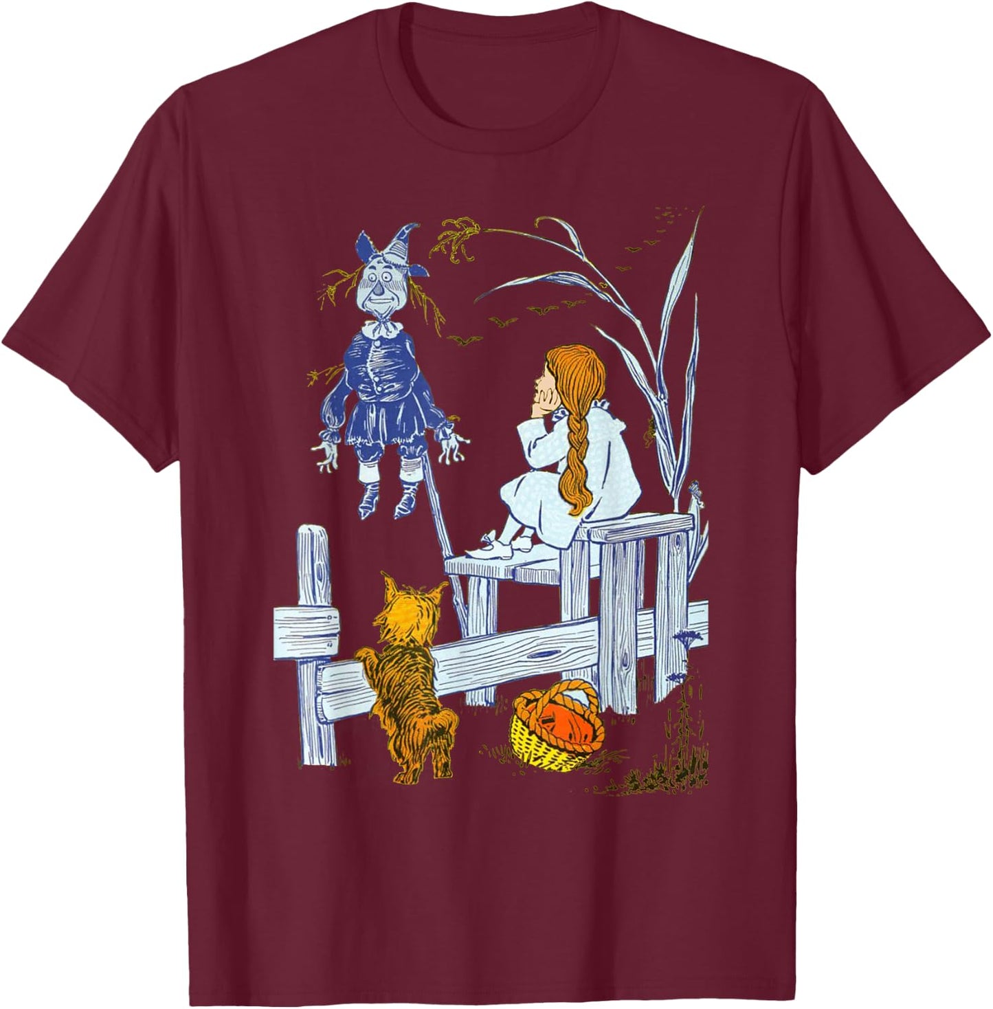 Land of Oz Gifts Classic Scarecrow Toto Wizard of Oz Dorothy T-Shirt - T-Shirt | Maroon