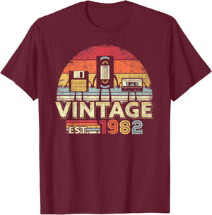 1982 Birthday Vintage Retro Vintage T-Shirt - T-Shirt | Maroon