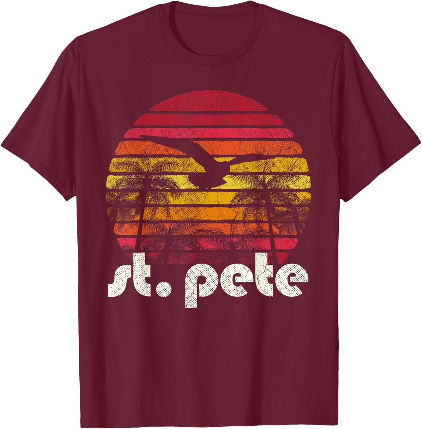 Retro Florida St. Pete Petersburg Men Women Vintage Gift T-Shirt - T-Shirt | Maroon