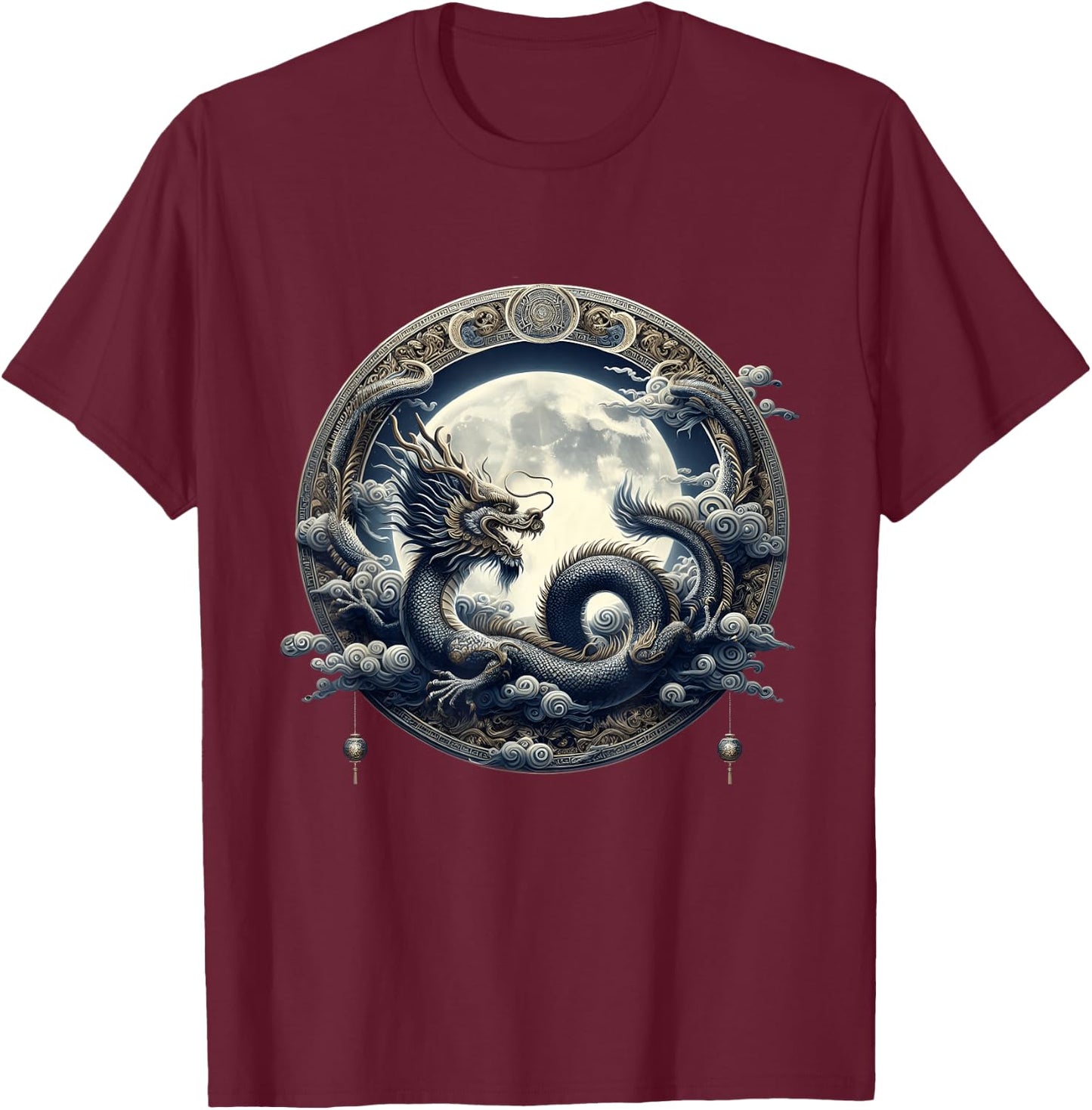 Aesthetic Cottage Lunar Mystical Allure Of Dragons Dragon T-Shirt - T-Shirt | Maroon