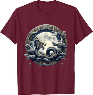 Aesthetic Cottage Lunar Mystical Allure Of Dragons Dragon T-Shirt - T-Shirt | Maroon