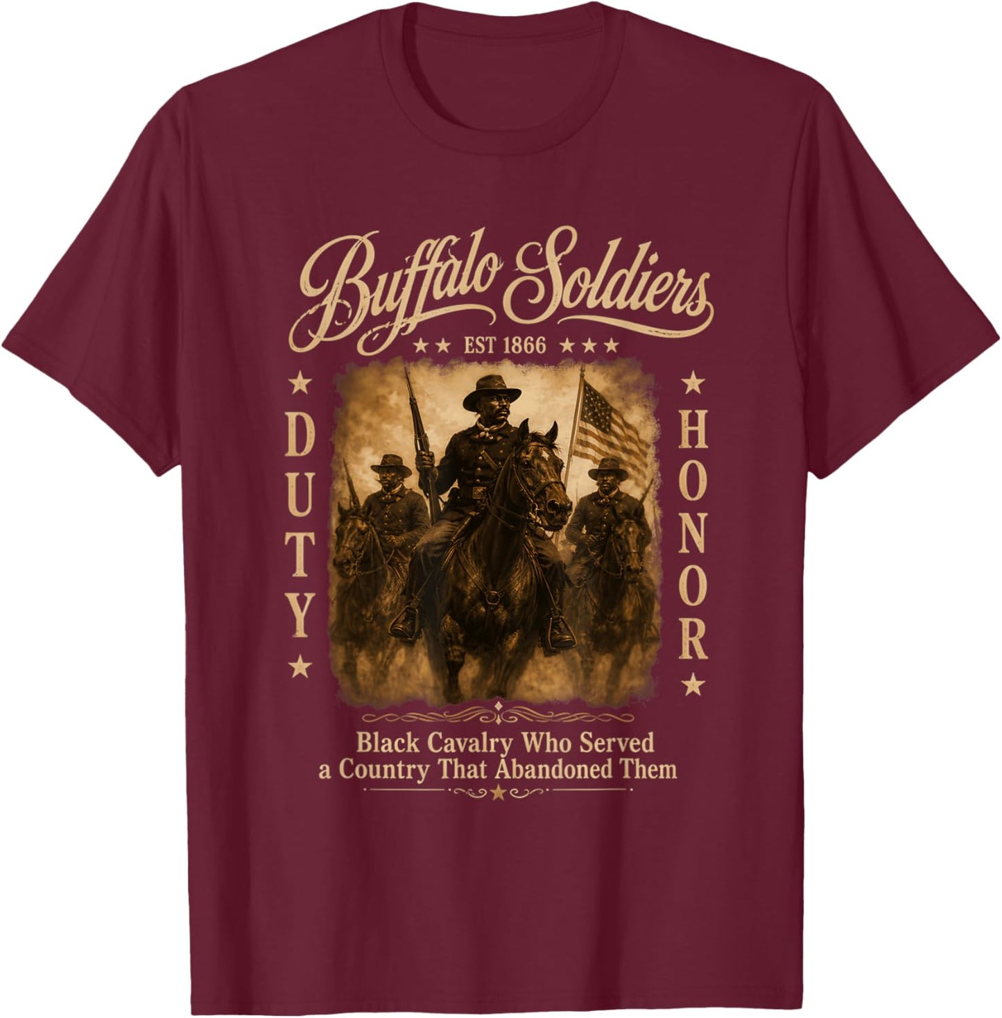 African American Black History Military USA Buffalo Soldiers T-Shirt - T-Shirt | Maroon