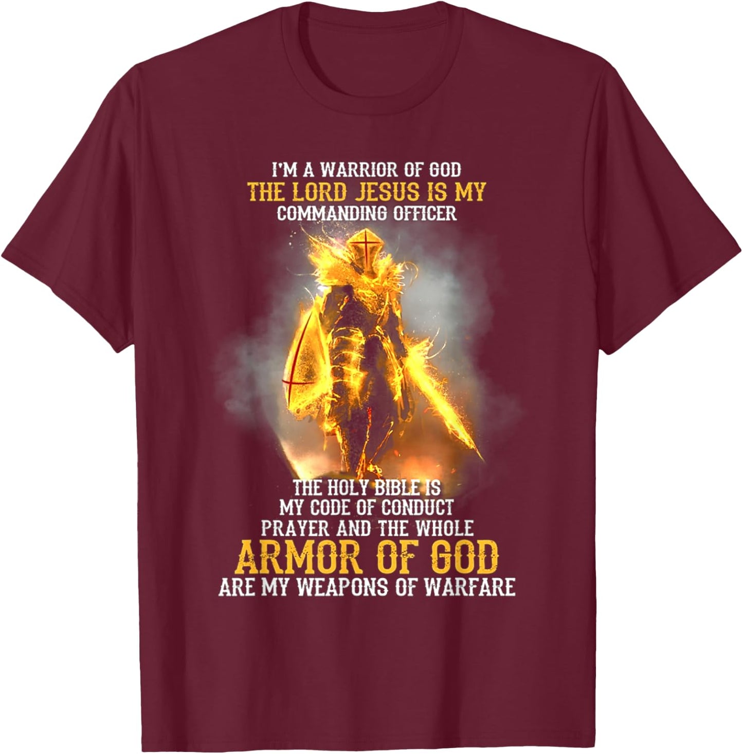 I'm a warrior of god the lord jesus is my commanding officer T-Shirt - T-Shirt | Maroon
