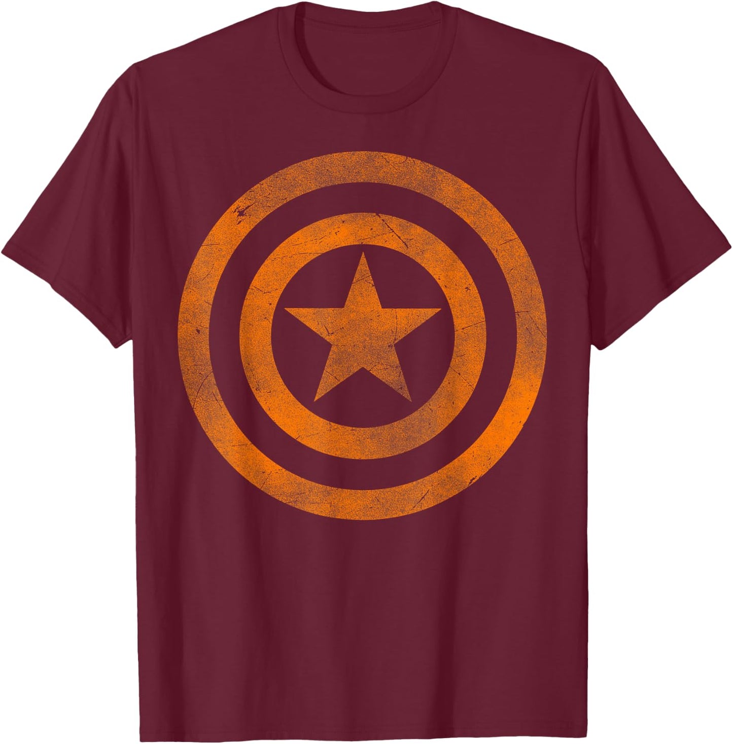 Marvel Captain America Tonal Orange Cut-Out Halloween T-Shirt - T-Shirt | Maroon