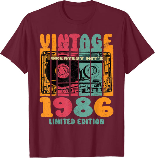 Born in 1986, Greatest Hits Limited Edition 1986 Birthday T-Shirt - T-Shirt | Maroon