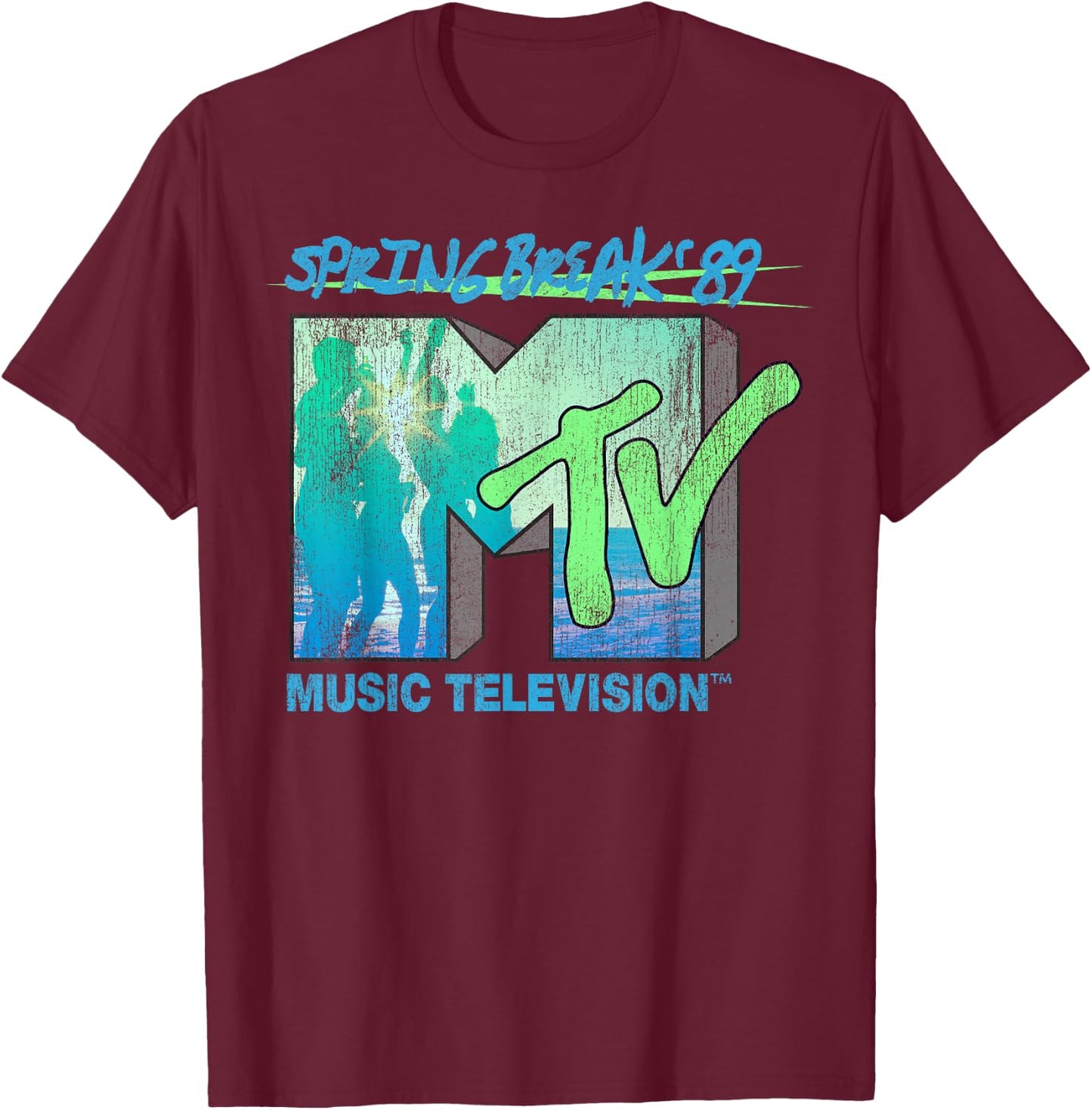 MTV Spring Break 89 Retro Beach Logo T-Shirt - T-Shirt | Maroon