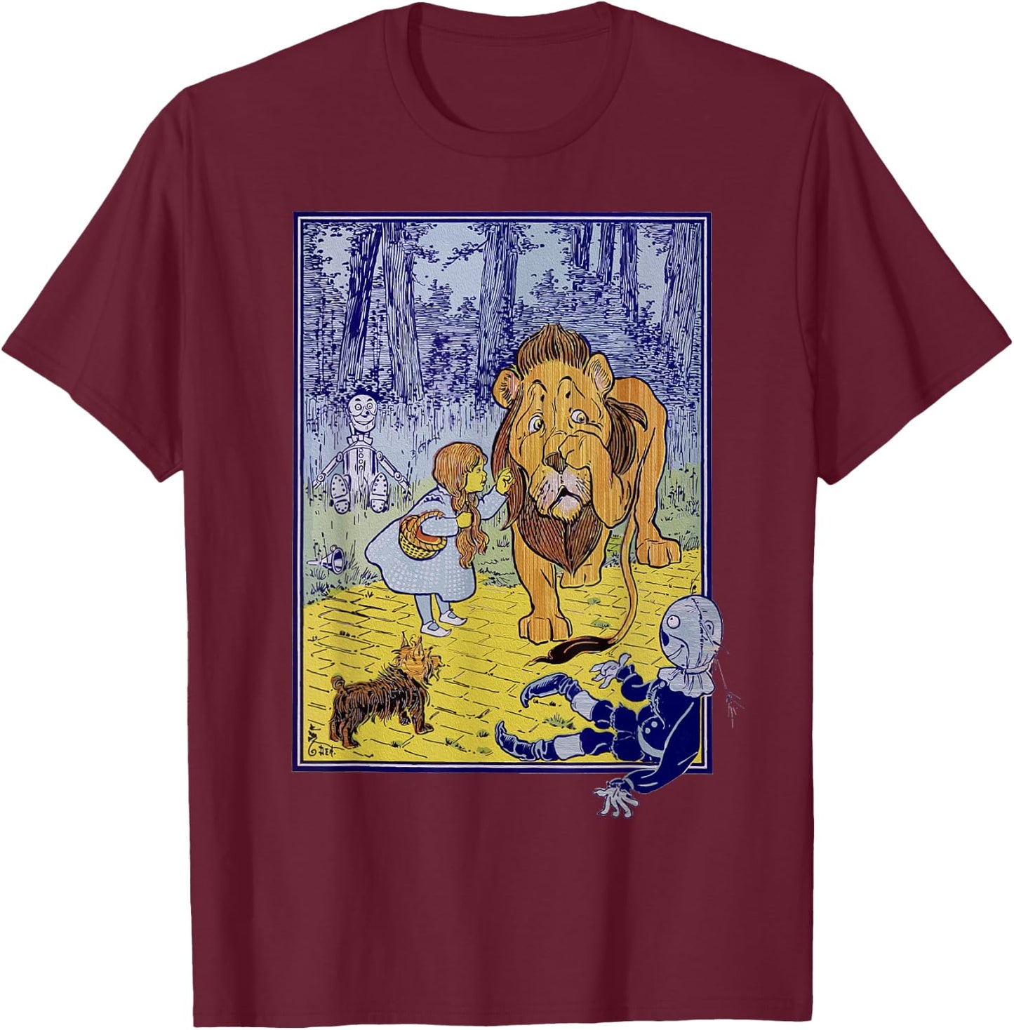 Retro Dorothy Slaps the Lion OZ Shirt Art-The Wizard Of OZ T-Shirt - T-Shirt | Maroon