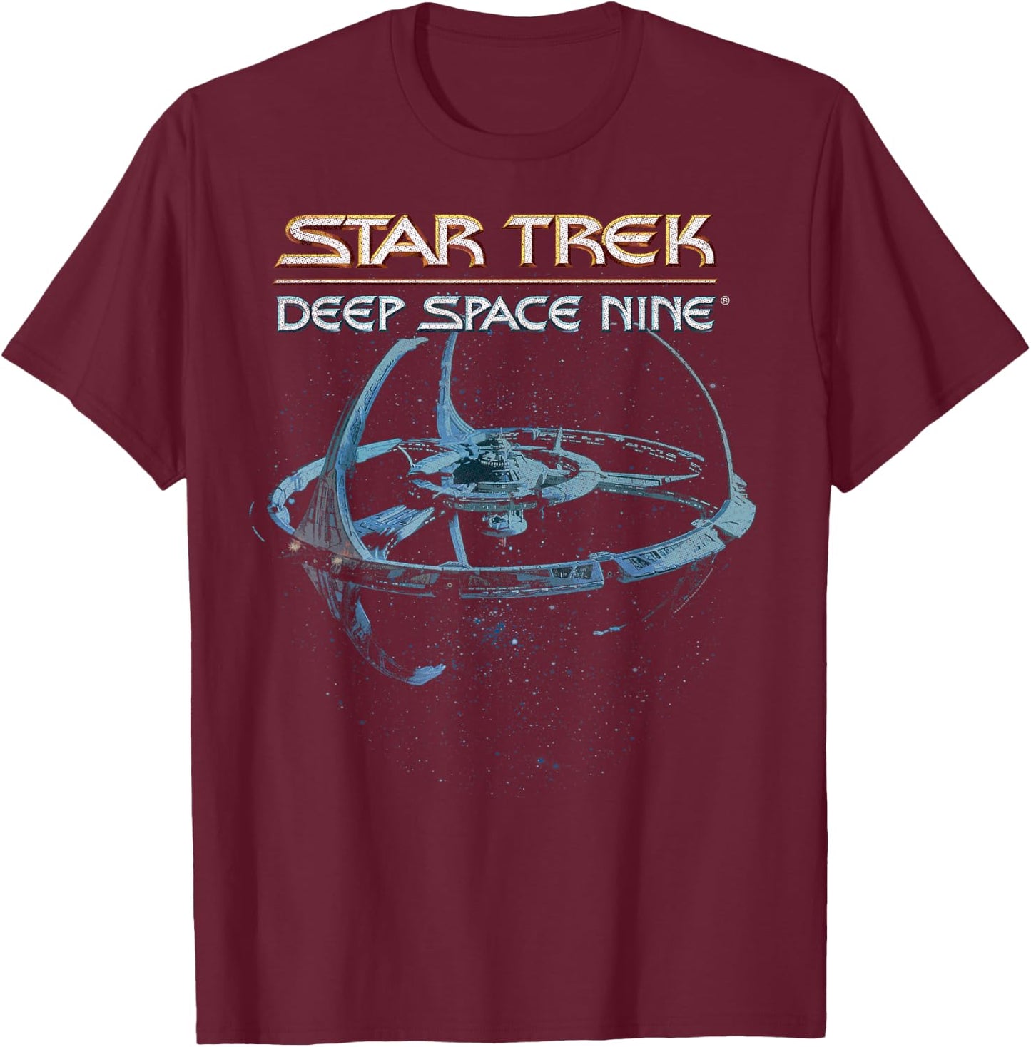 Star Trek: Deep Space Nine Space Station Logo Vintage T-Shirt - T-Shirt | Maroon