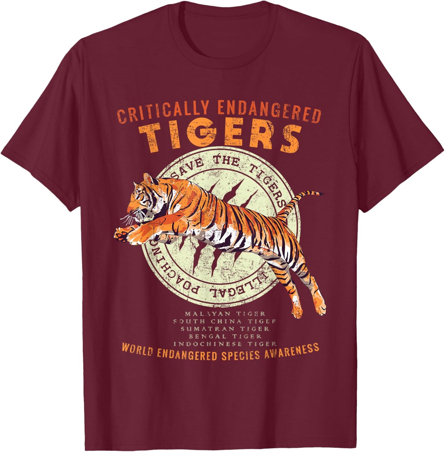 Save the Tigers T-Shirt - T-Shirt | Maroon