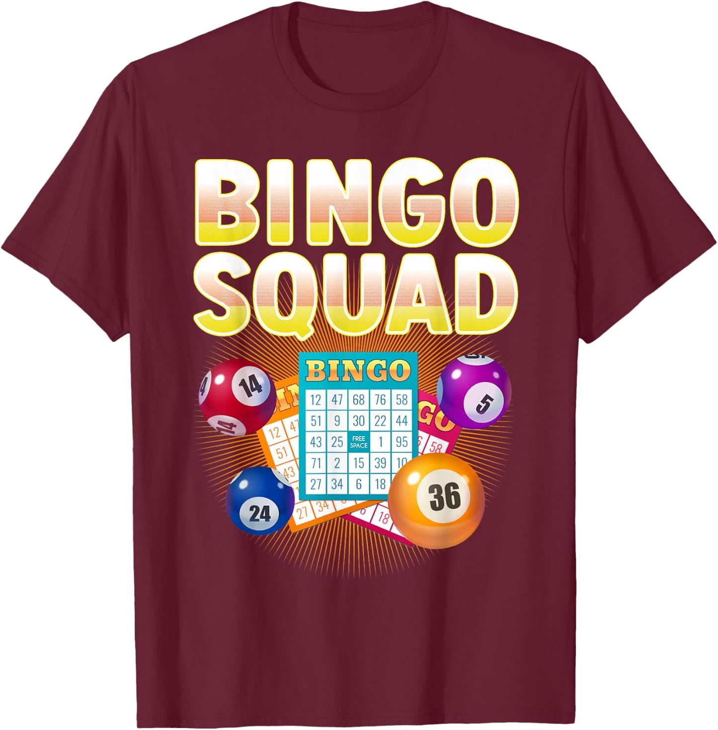 Funny Bingo Squad Art Women Bingo Lover Bingo Player T-Shirt - T-Shirt | Maroon