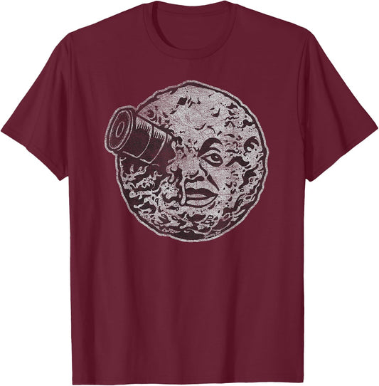 Rocket Ship Moon Face T-Shirt - T-Shirt | Maroon