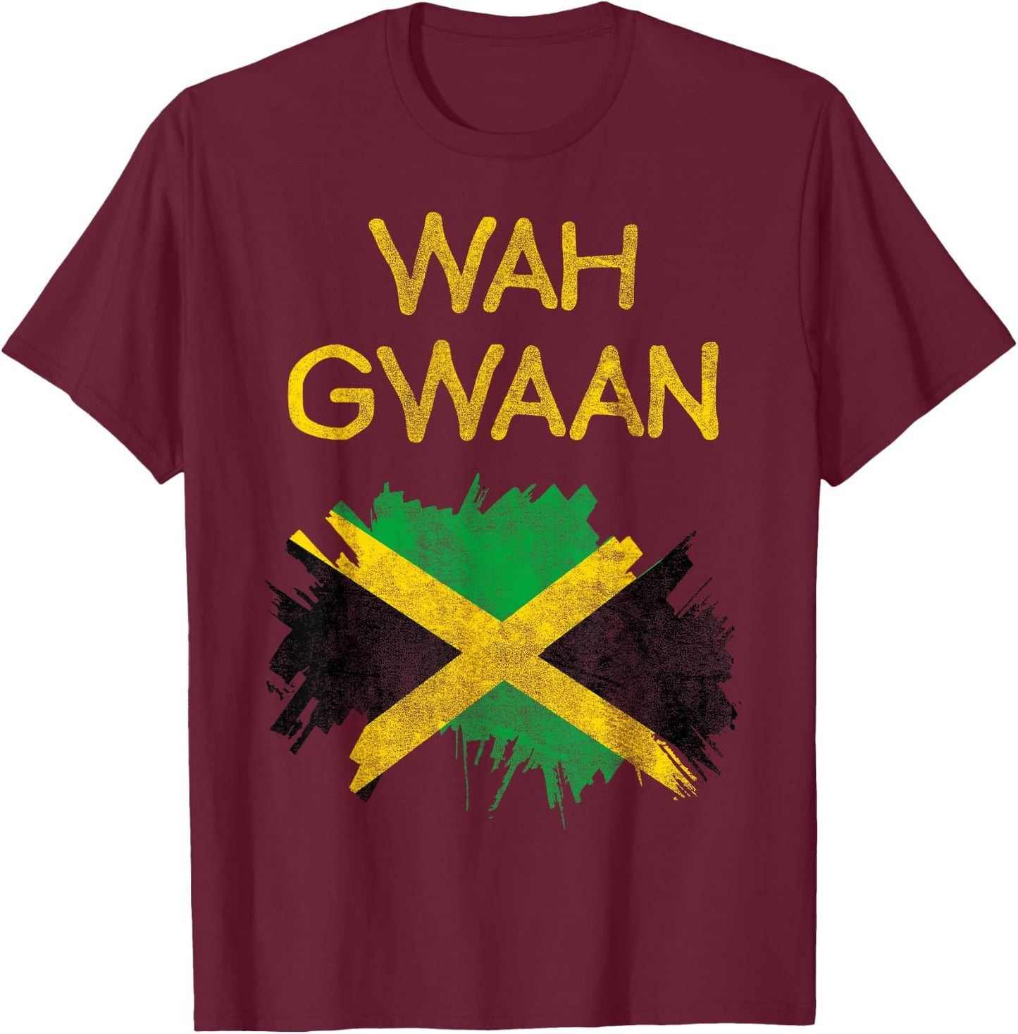 Wah Gwaan Jamaica Flag Jamaican Pride Reggae Vacation T-Shirt - T-Shirt | Maroon