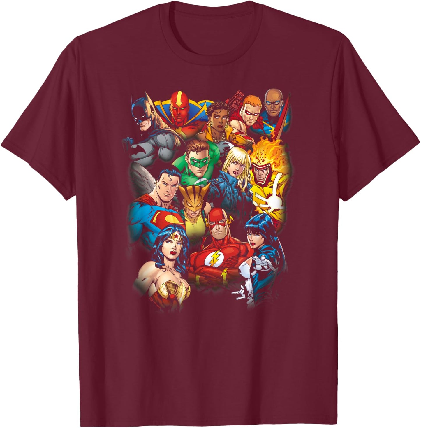 DC Comics Justice League -Adults Kids T-Shirt - T-Shirt | Maroon