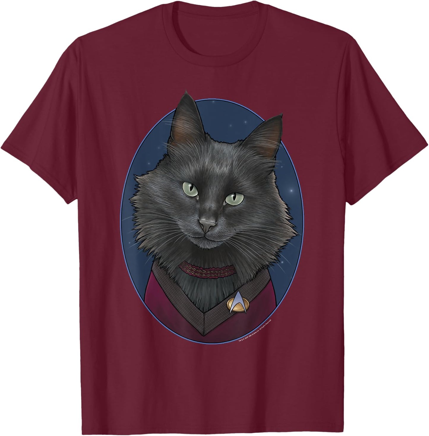Star Trek: The Next Generation Deanna Troi Cat Portrait T-Shirt - T-Shirt | Maroon