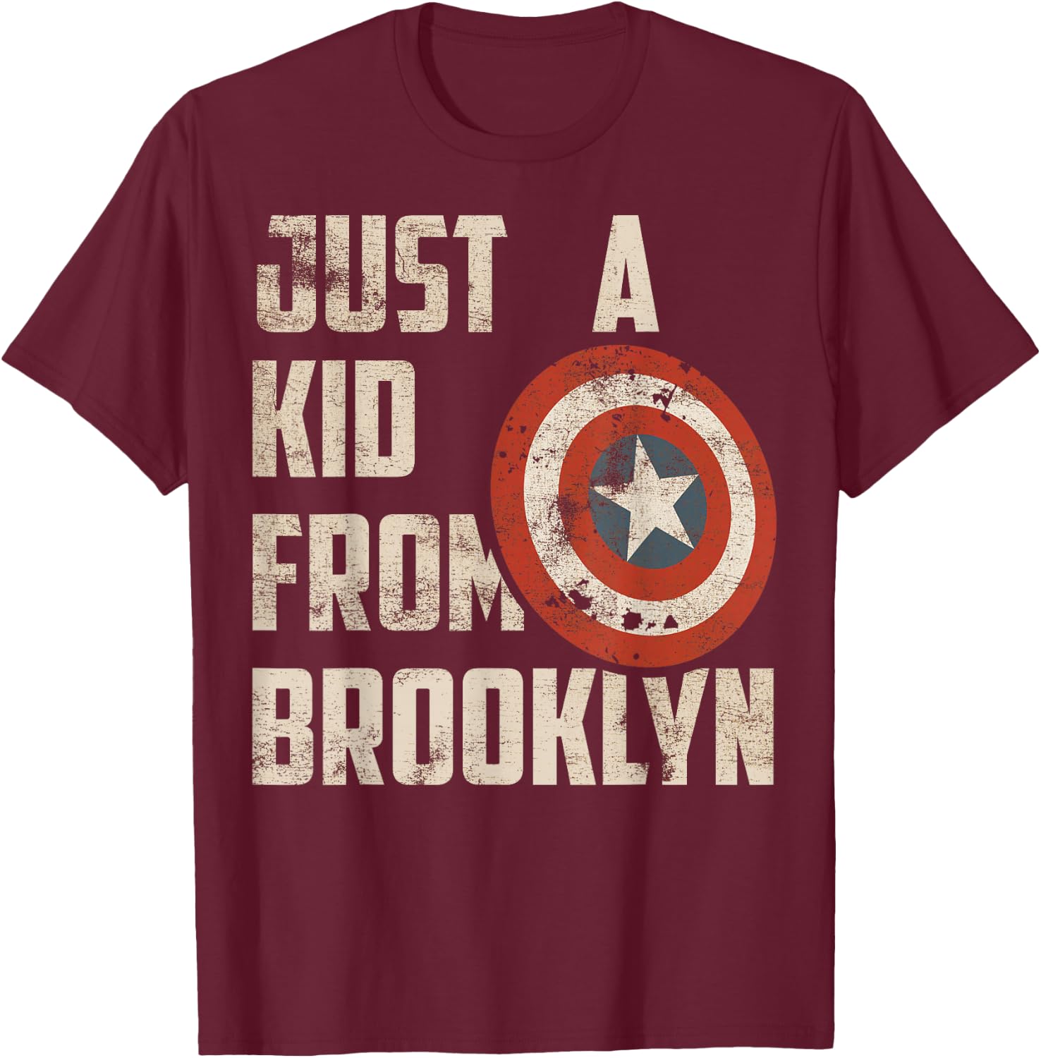 Marvel Captain America Just A Shield from Brooklyn T-Shirt - T-Shirt | Maroon