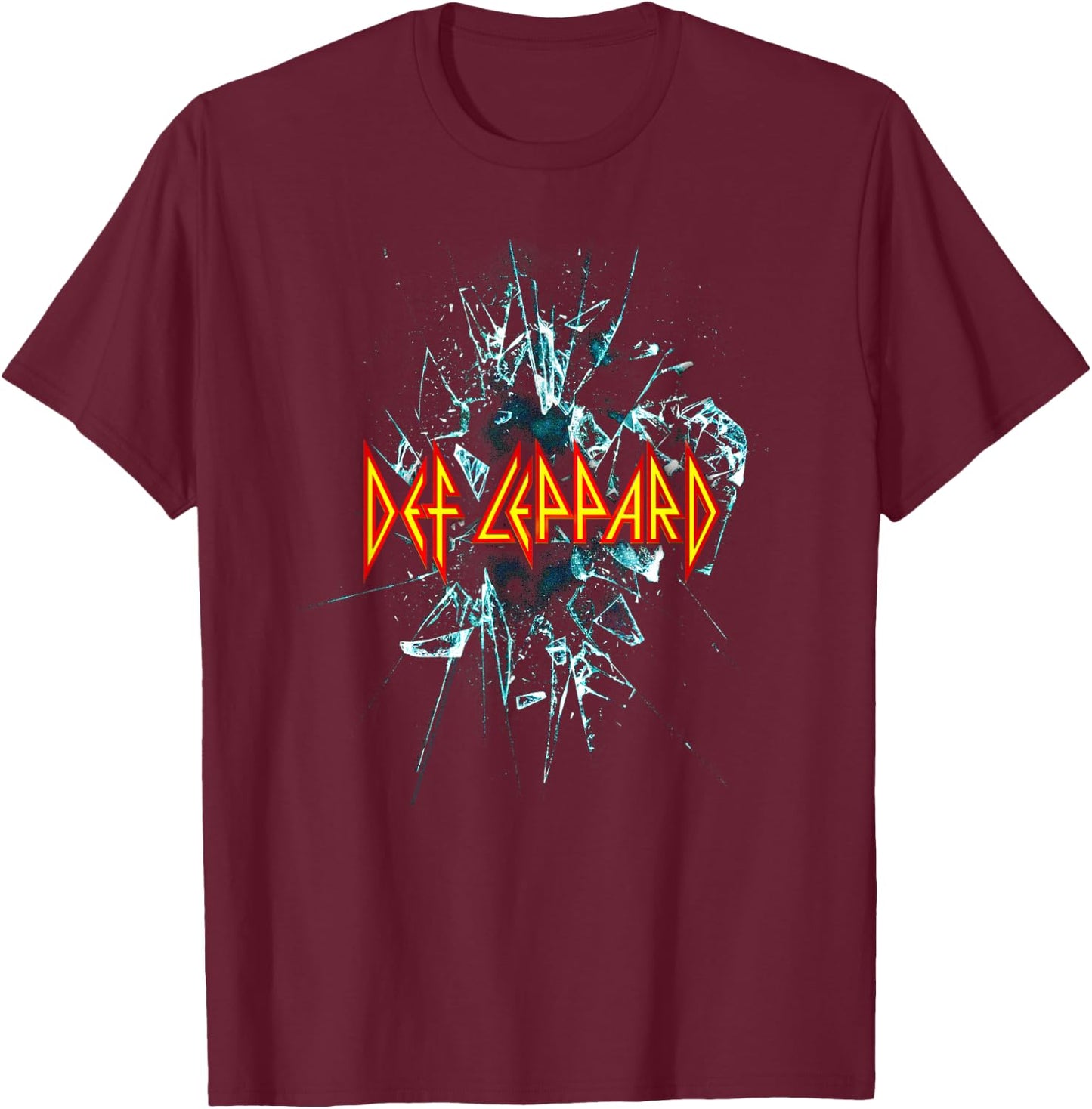 Def Leppard Classic Black Album - 100% Cotton, Adult Short Sleeve T-Shirt - T-Shirt | Maroon