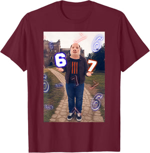 Funny John Pork 67 Six Seven Brainrot Meme Gen Z T-Shirt - T-Shirt | Maroon