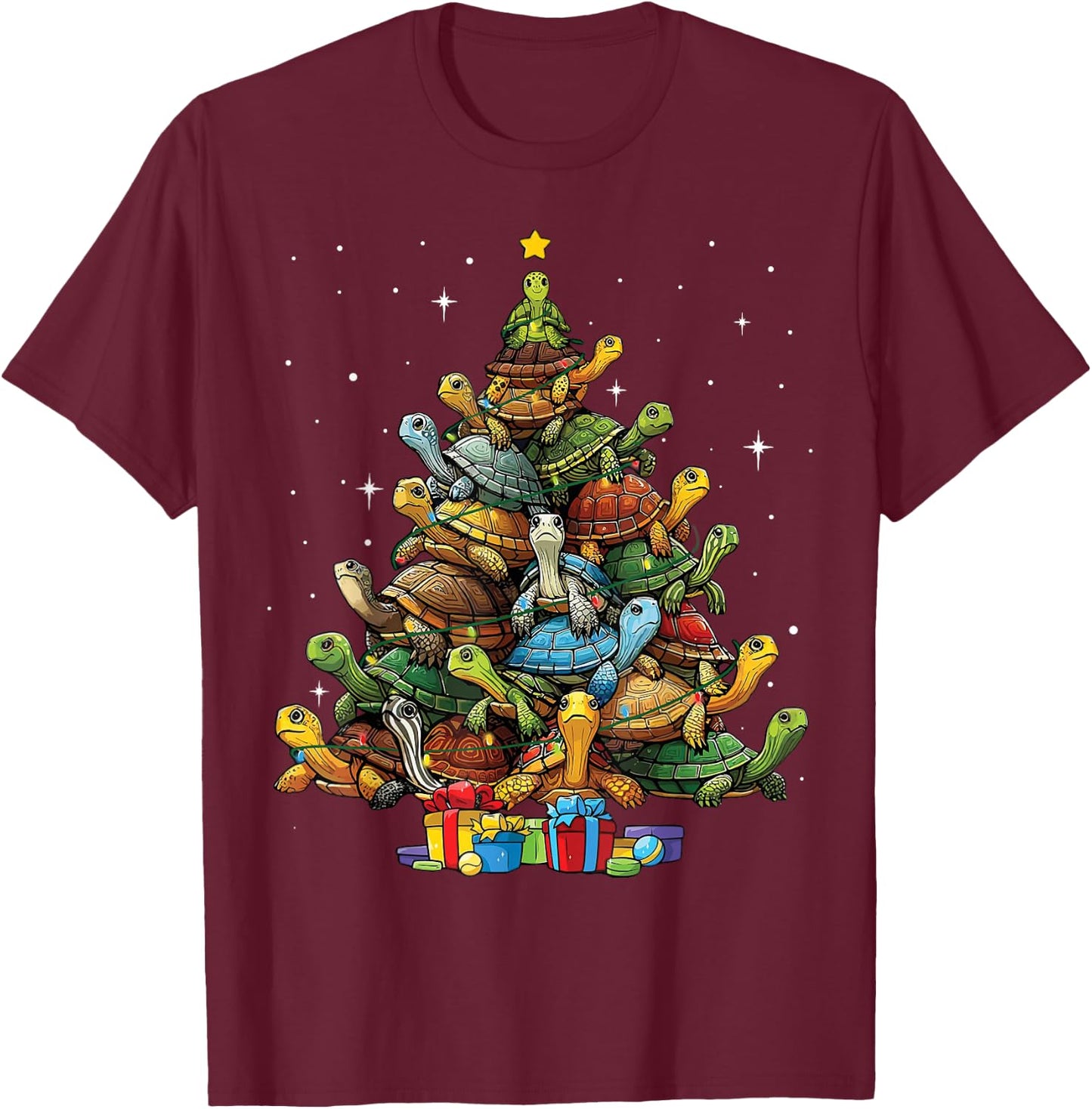 Christmas Tree Turtle T-Shirt - T-Shirt | Maroon
