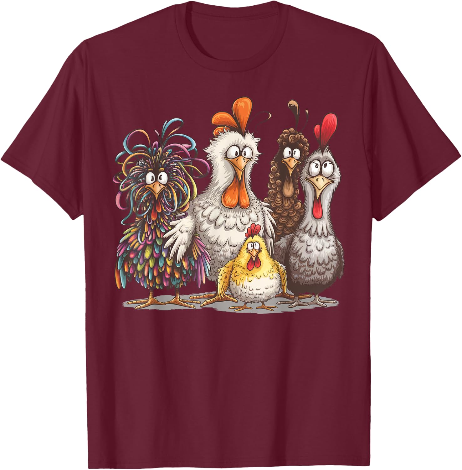 Funny Eagerlys Colorful Chicken Gift Women kid T-Shirt - T-Shirt | Maroon