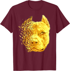 Pit Bull Shattered Gold Designer T-Shirt - T-Shirt | Maroon